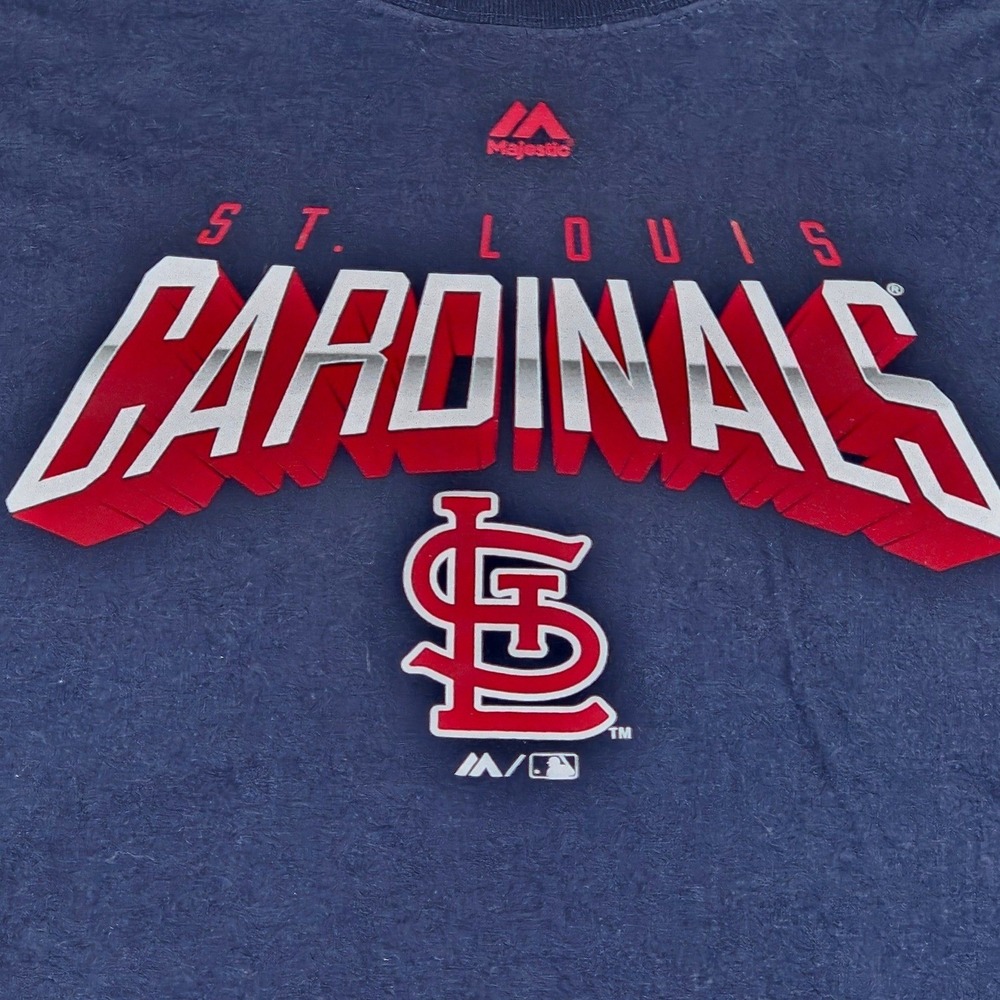 St Louis Cardinals Majestic T-Shirt Mens 2XL Navy Blue MLB Baseball Graphic Tee